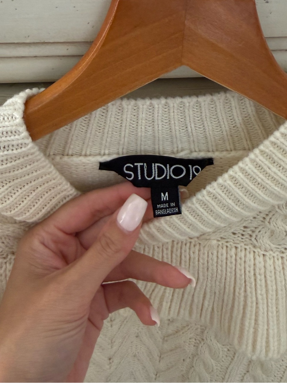 Cream Cable Knit Cottagecore Ruffle Sweater - Picture 4 of 5